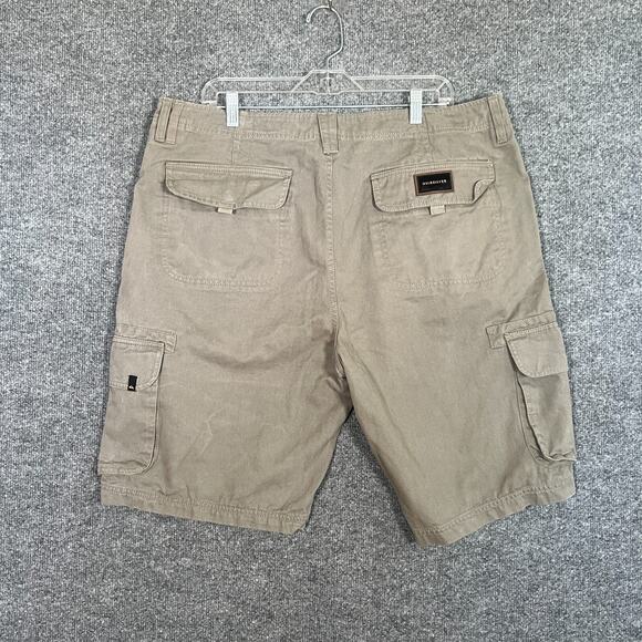 Quiksilver Shorts Mens 38 Beige Cargo Heavy Y2K Surf Skater Pockets Outdoors - Picture 10 of 12